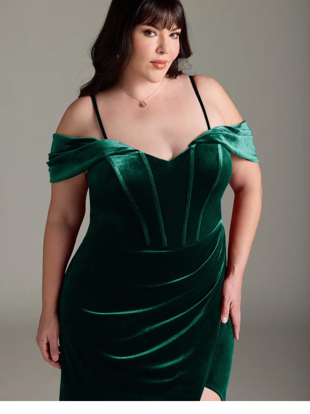 Azazie Jas Emerald Green Velvet Gown Multiple Ways to Wear - Picture 3 of 7
